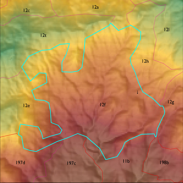 Map with the ELT 12f polygon highlighted.