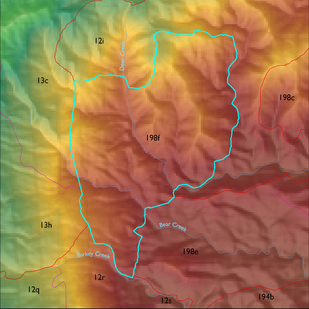 Map with the ELT 198f polygon highlighted.