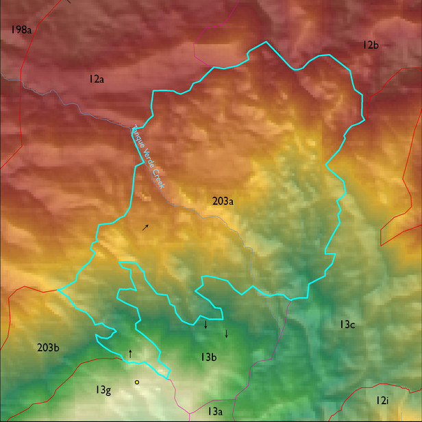Map with the ELT 203a polygon highlighted.